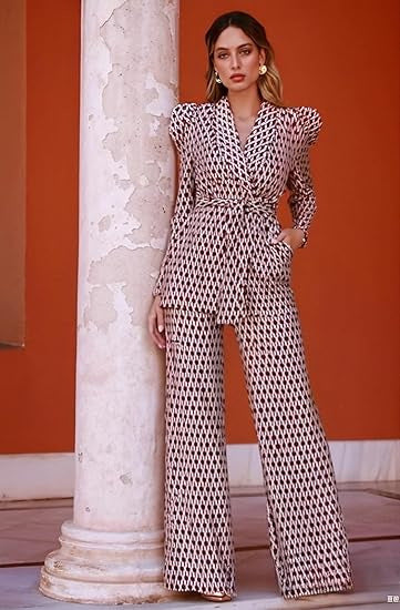 Damer elegant och stilig tvådelad set med knytbälte Mirla-Eva Jonsson