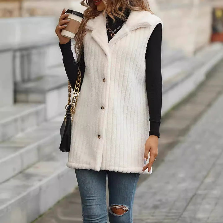 Damer elegant och varm fodrad väst med knapplås Mirla-Eva Jonsson