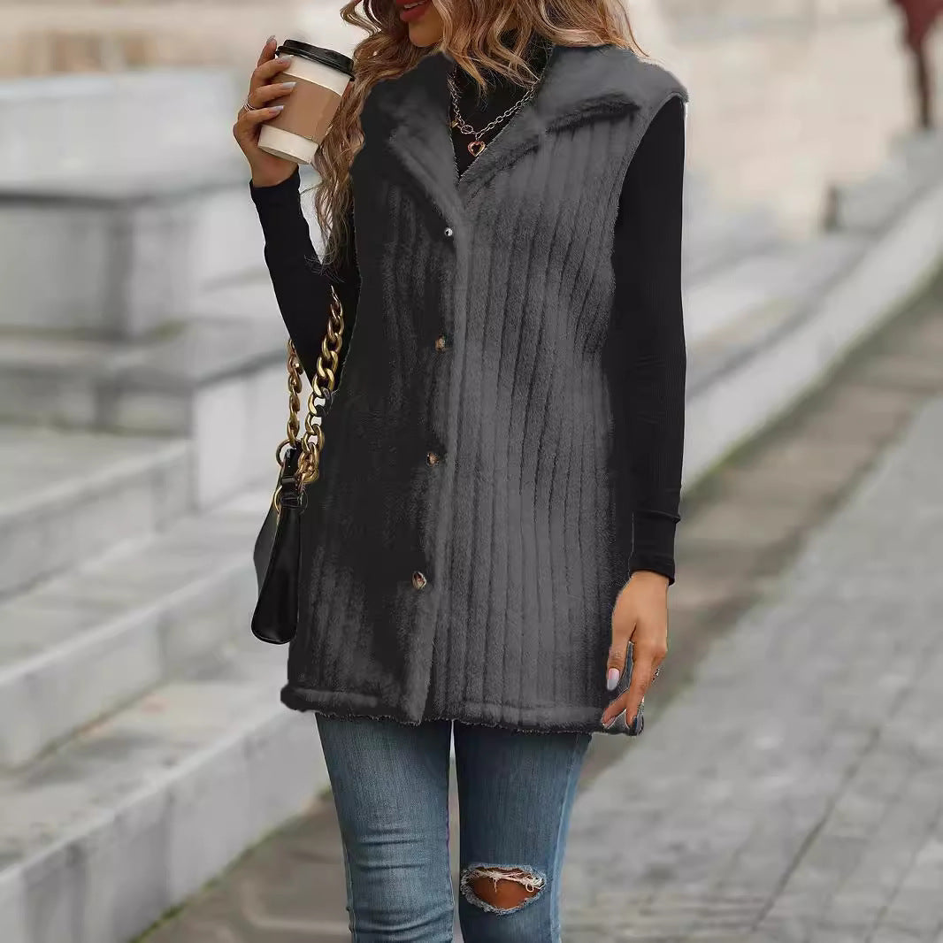 Damer elegant och varm fodrad väst med knapplås Mirla-Eva Jonsson