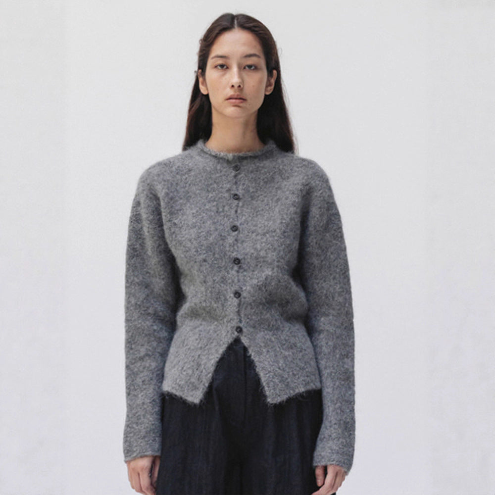 Damer elegant och varm stickad cardigan med knapplista Mirla-Eva Jonsson