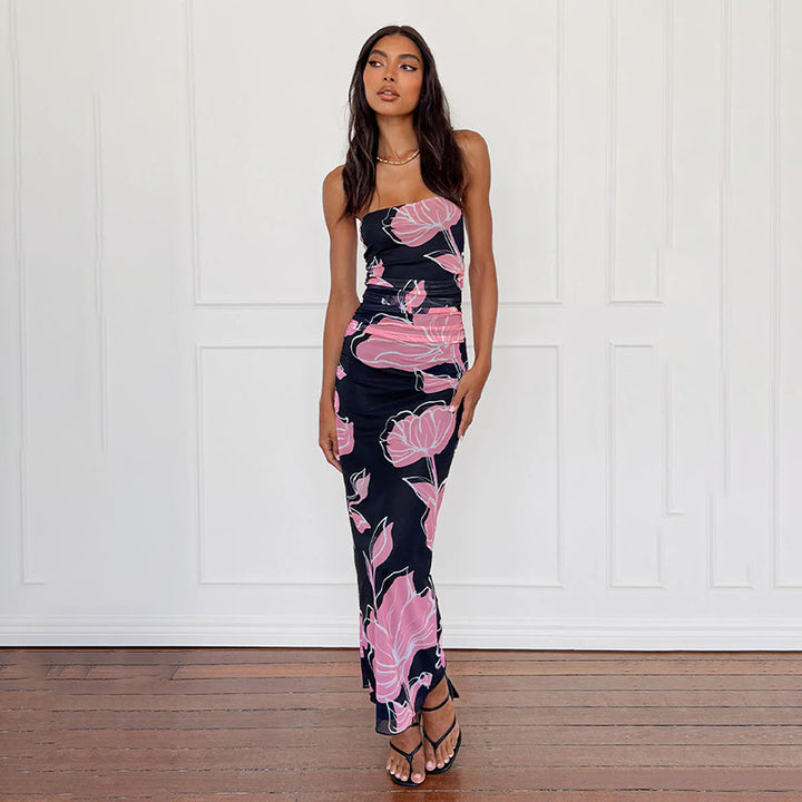 Damer elegant off-shoulder maxiklänning med blommönster Mirla-Eva Jonsson
