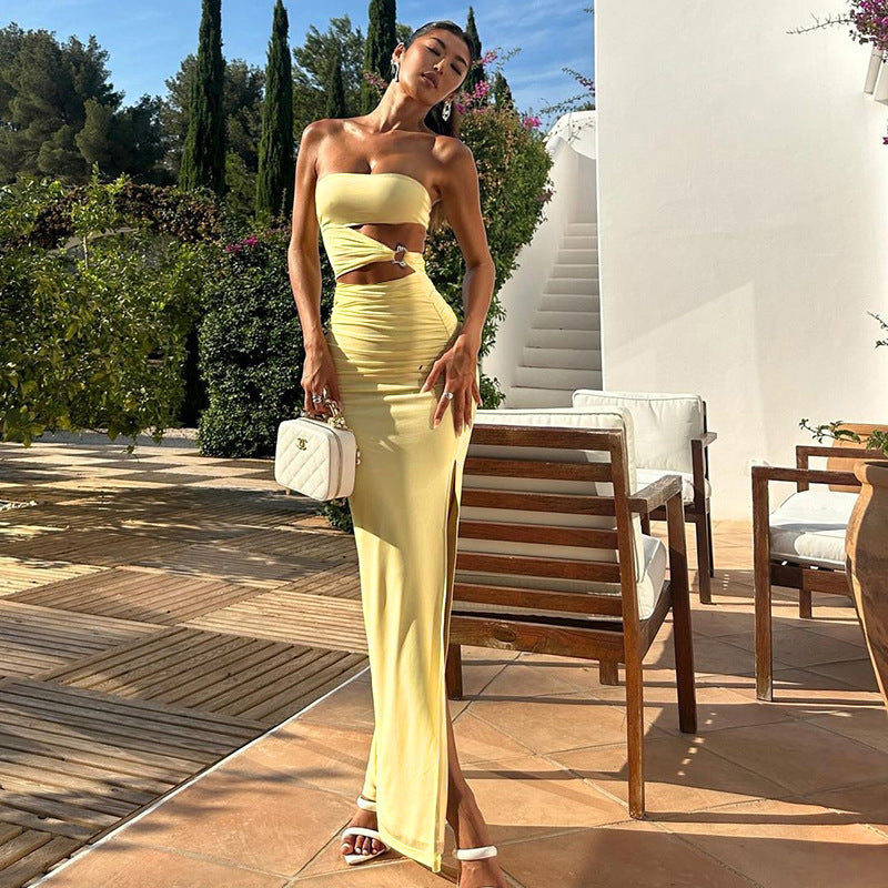 Damer elegant off-shoulder omslagsklänning med sidokutout Mirla-Eva Jonsson
