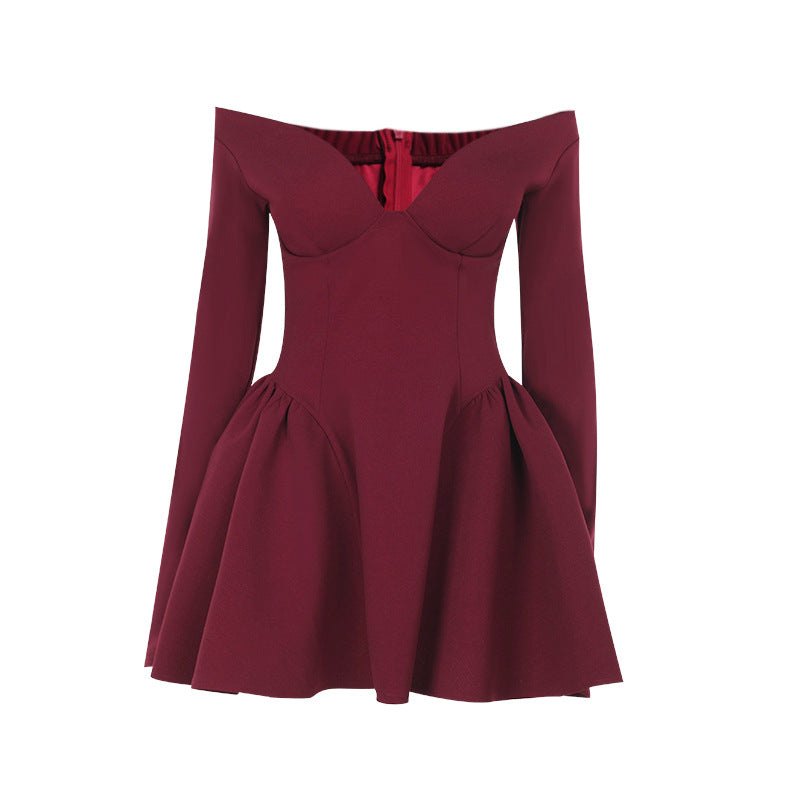 Damer elegant off-the-shoulder miniklänning med vid kjol Mirla-Eva Jonsson