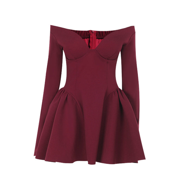 Damer elegant off-the-shoulder miniklänning med vid kjol Mirla-Eva Jonsson