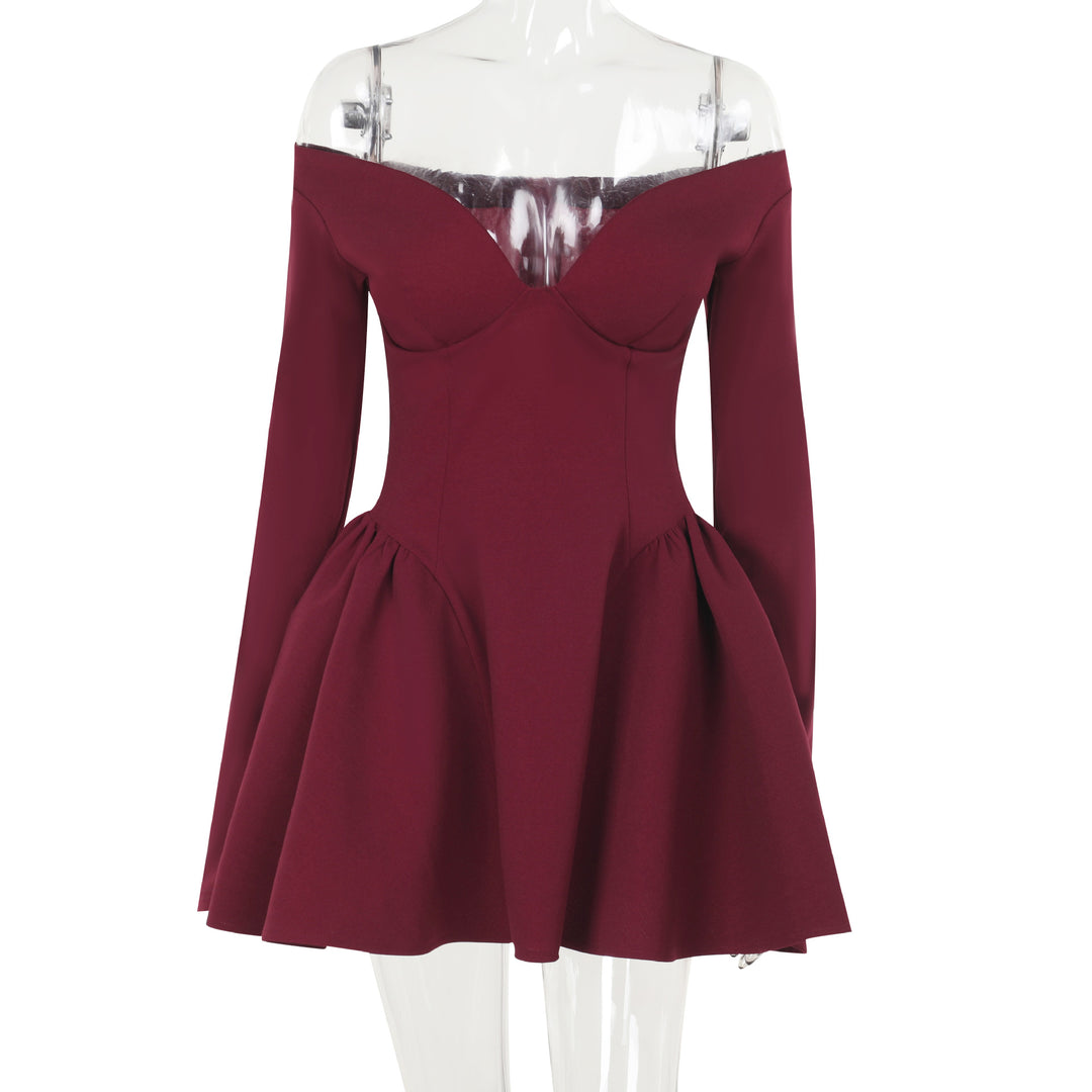 Damer elegant off-the-shoulder miniklänning med vid kjol Mirla-Eva Jonsson