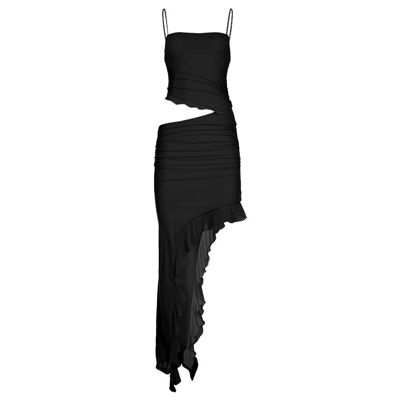 Damer elegant omslagklänning med voluminös volangkant Mirla-Eva Jonsson