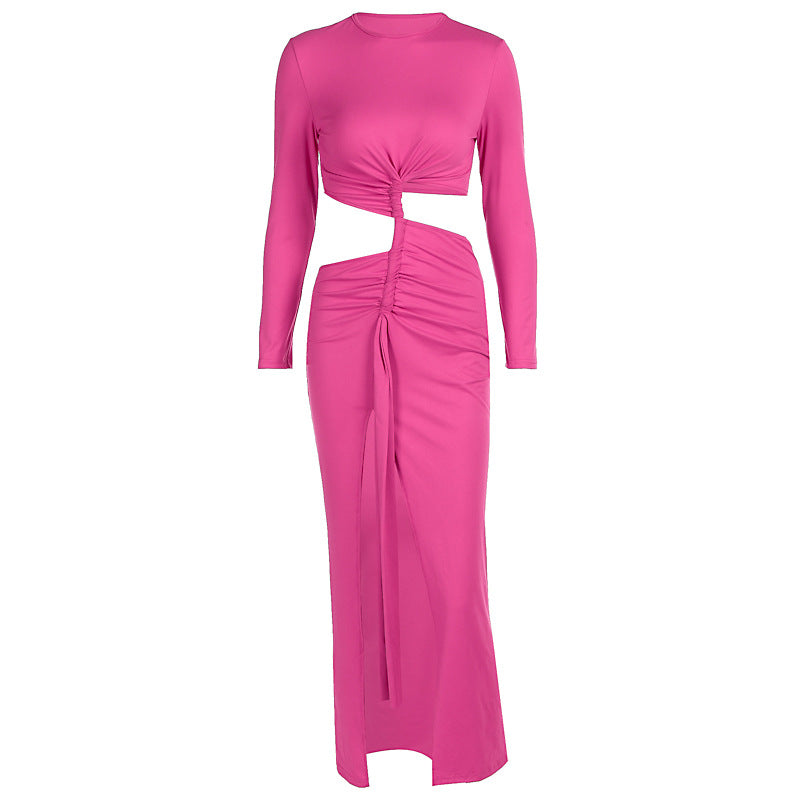 Damer elegant omslagsklänning med raffinerade draperingar och cut-out-detaljer Mirla-Eva Jonsson