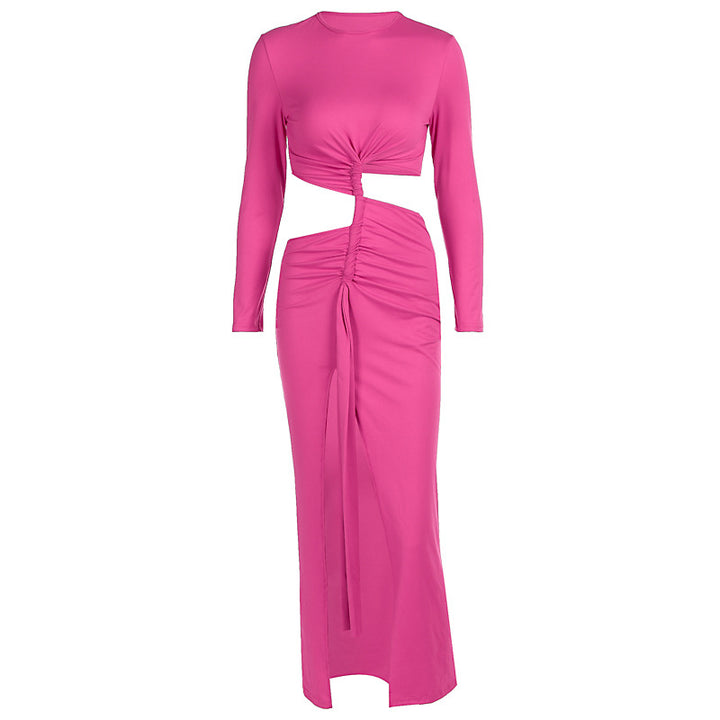 Damer elegant omslagsklänning med raffinerade draperingar och cut-out-detaljer Mirla-Eva Jonsson