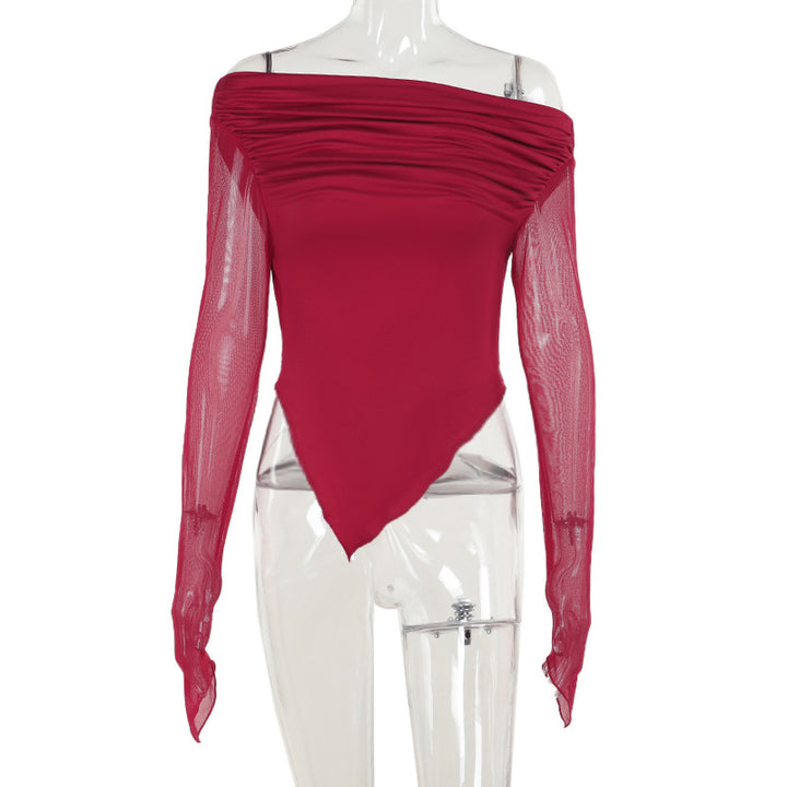 Damer elegant omslagstopp med axel-fri design och transparenta ärmar Mirla-Eva Jonsson