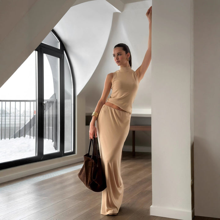 Damer elegant överdel med hög krage och sidoknäppningsdetalj Mirla-Eva Jonsson