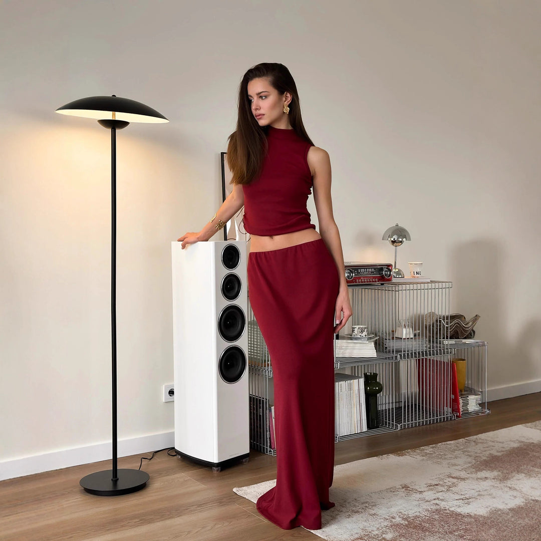 Damer elegant överdel med hög krage och sidoknäppningsdetalj Mirla-Eva Jonsson