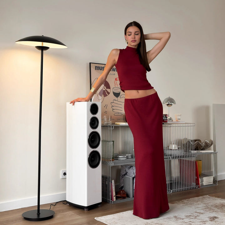 Damer elegant överdel med hög krage och sidoknäppningsdetalj Mirla-Eva Jonsson