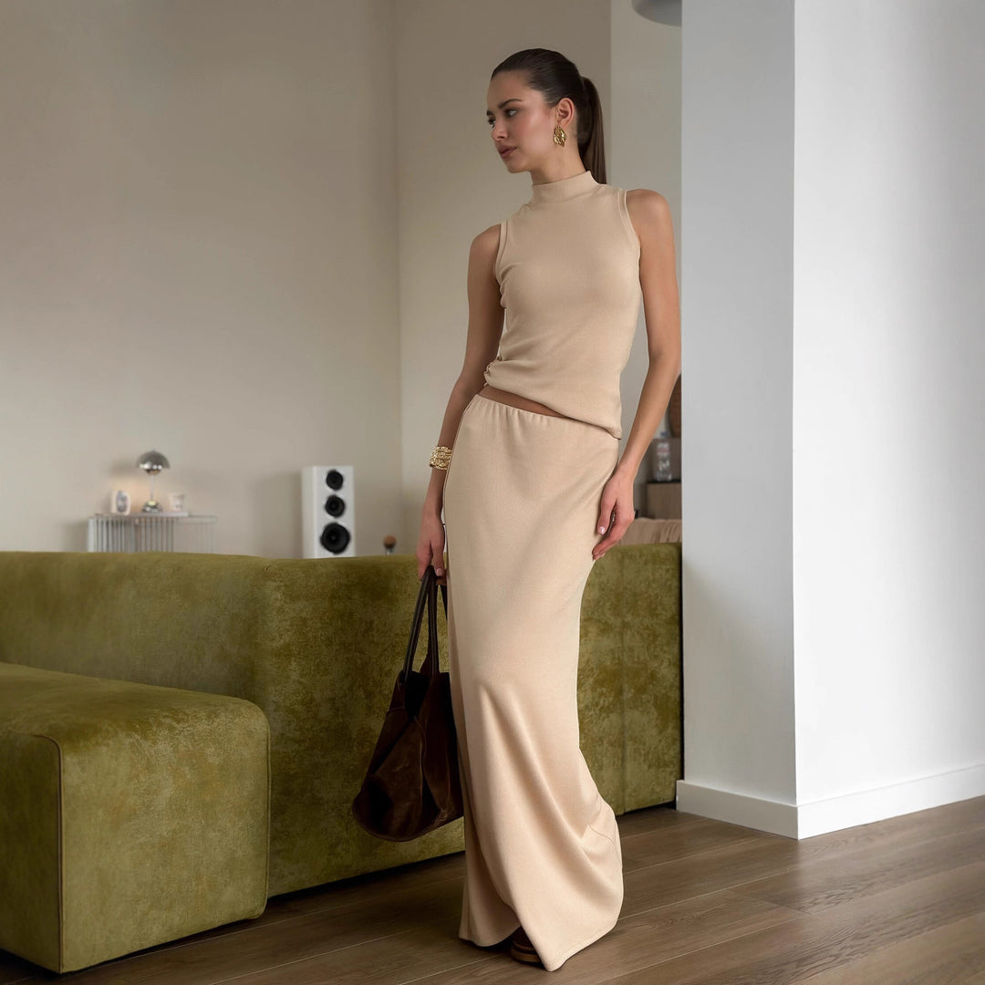 Damer elegant överdel med hög krage och sidoknäppningsdetalj Mirla-Eva Jonsson