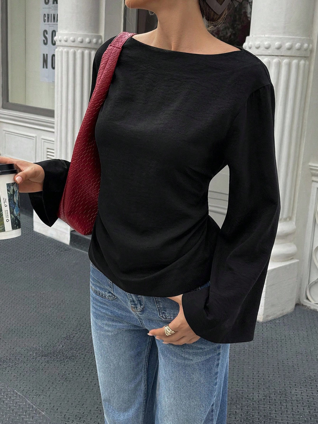 Damer elegant överdel med vida ärmar och snygg midja Mirla-Eva Jonsson