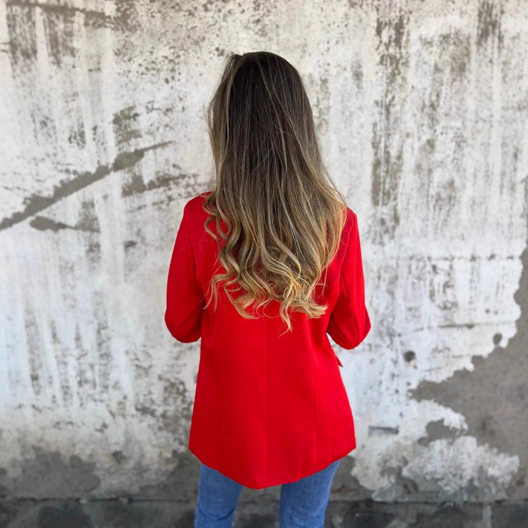 Damer elegant oversized blazer med leopardtryck-detaljer Mirla-Eva Jonsson
