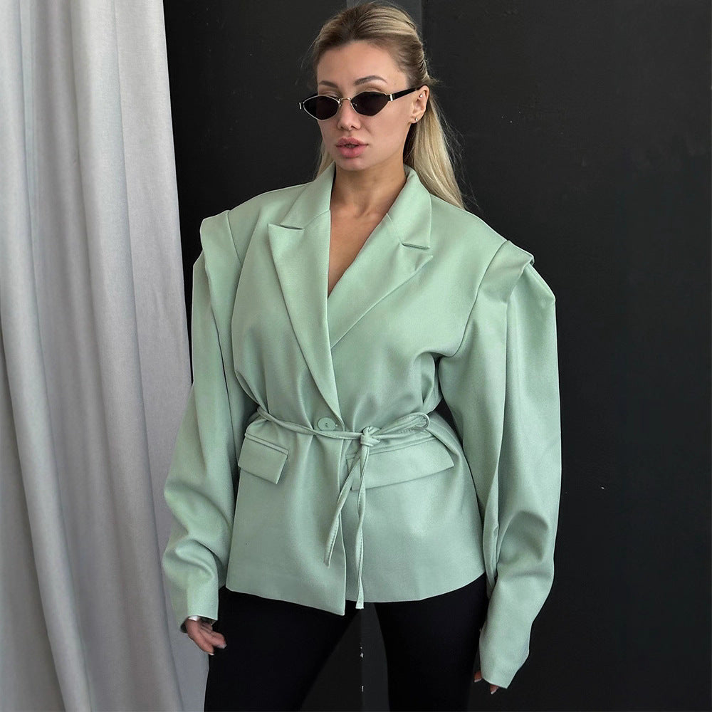 Damer elegant oversized blazerjacka med bälte detalj Mirla-Eva Jonsson