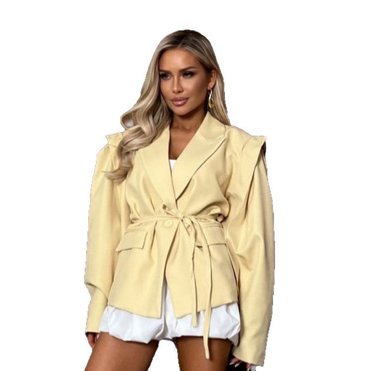 Damer elegant oversized blazerjacka med bälte detalj Mirla-Eva Jonsson