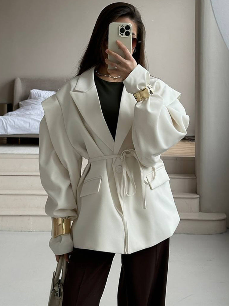 Damer elegant oversized blazerjacka med bälte detalj Mirla-Eva Jonsson