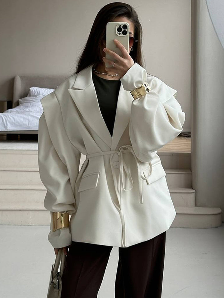 Damer elegant oversized blazerjacka med bälte detalj Mirla-Eva Jonsson