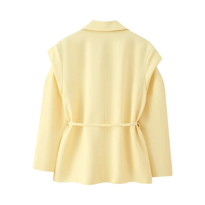 Damer elegant oversized blazerjacka med bälte och axelvaddering Mirla-Eva Jonsson
