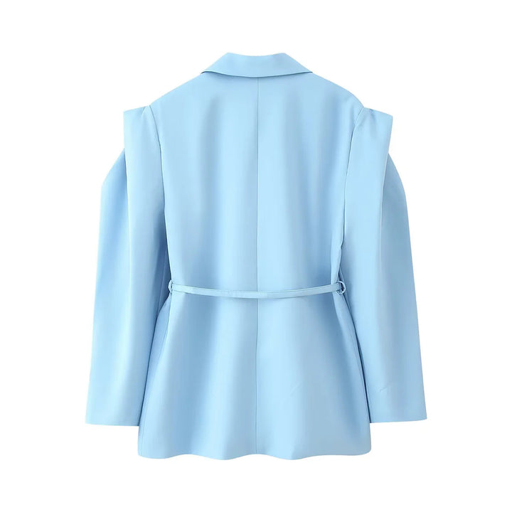 Damer elegant oversized blazerjacka med bälte och axelvaddering Mirla-Eva Jonsson
