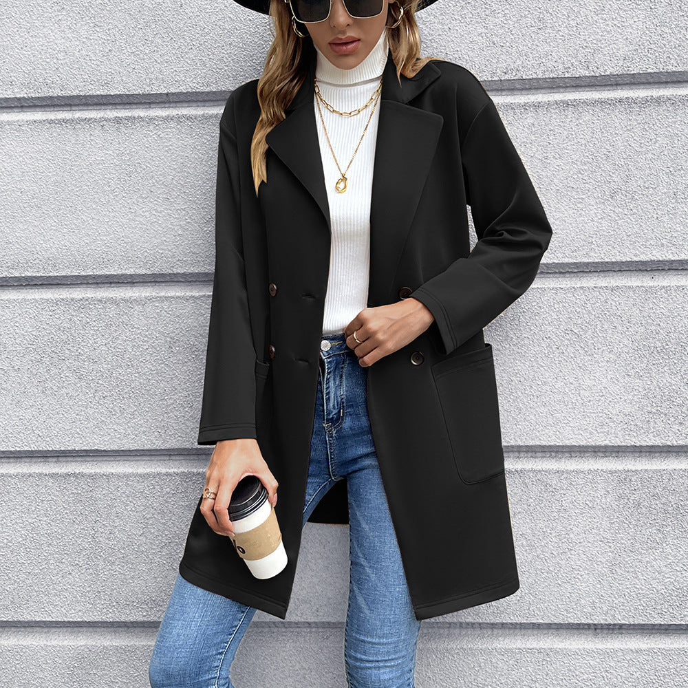 Damer elegant oversized-blazerjacka med dubbel knäppning och praktiska fickor Eva Jonsson-Eva Jonsson