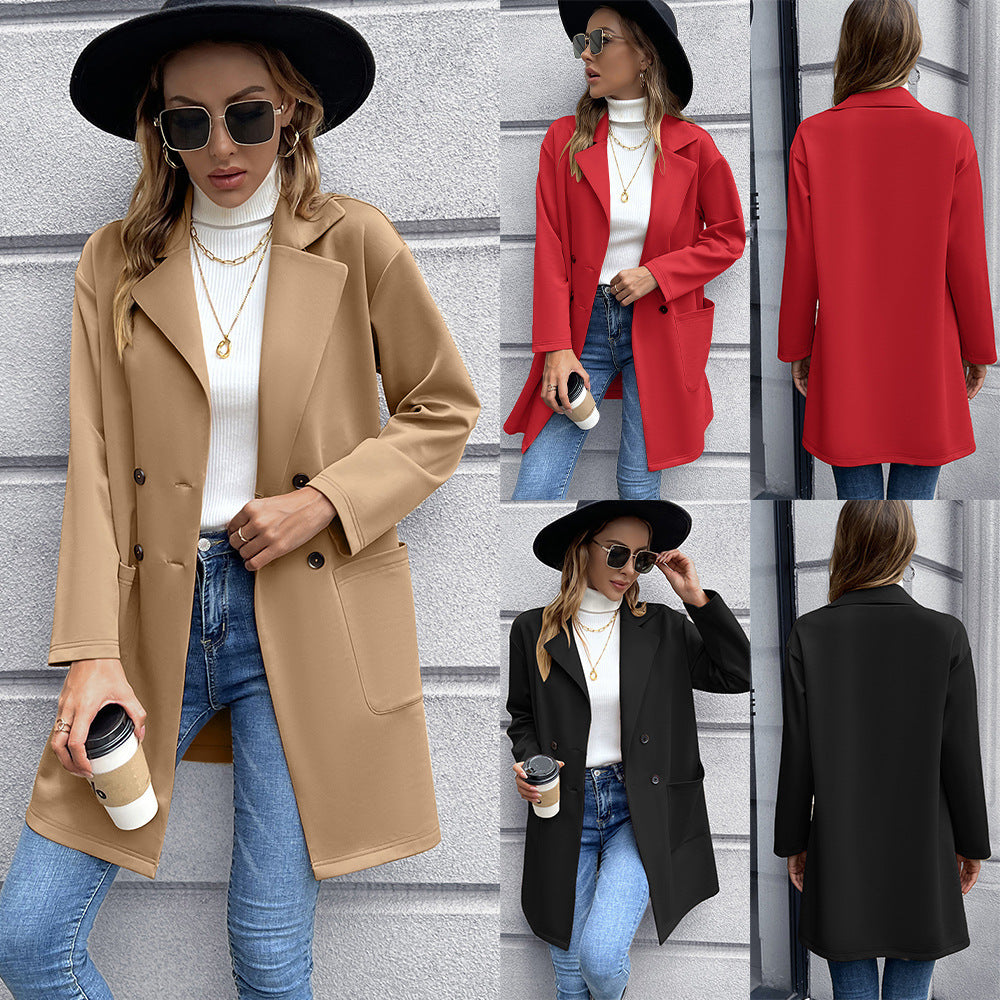Damer elegant oversized-blazerjacka med dubbel knäppning och praktiska fickor Eva Jonsson-Eva Jonsson