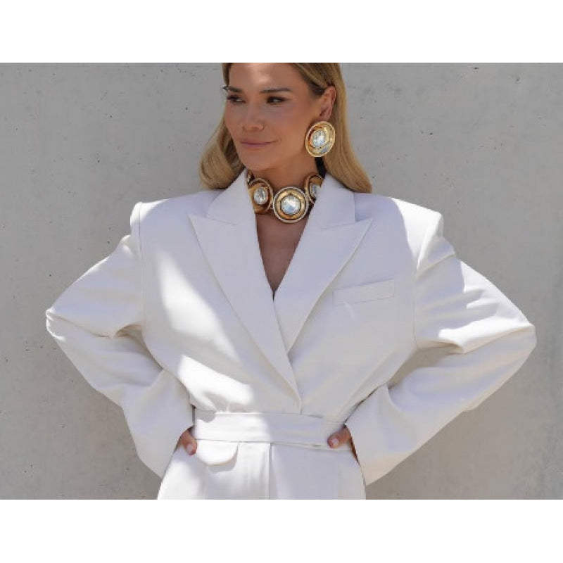 Damer elegant oversized blazerkavaj med midjebälte Mirla-Eva Jonsson