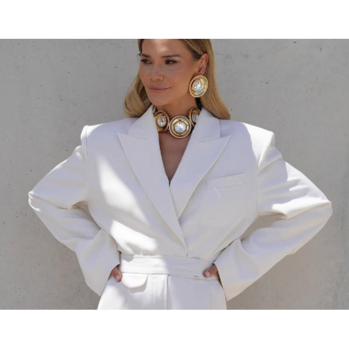 Damer elegant oversized blazerkavaj med midjebälte Mirla-Eva Jonsson