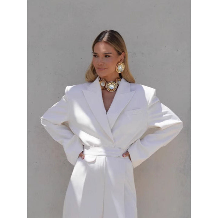 Damer elegant oversized blazerkavaj med midjebälte Mirla-Eva Jonsson