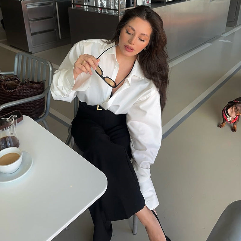 Damer elegant oversized blus med smala ärmar Mirla-Eva Jonsson