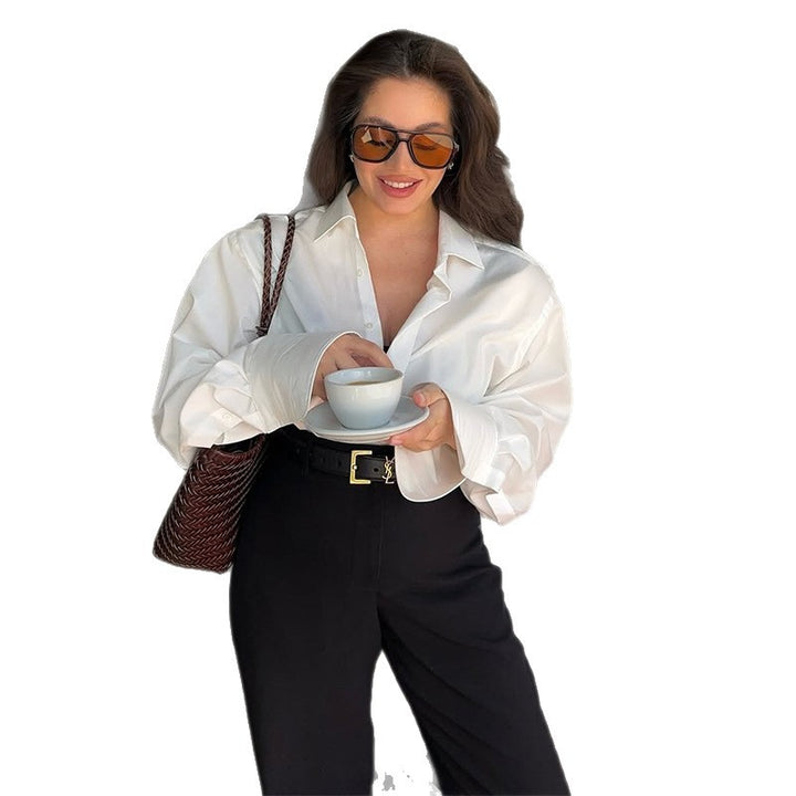 Damer elegant oversized blus med smala ärmar Mirla-Eva Jonsson