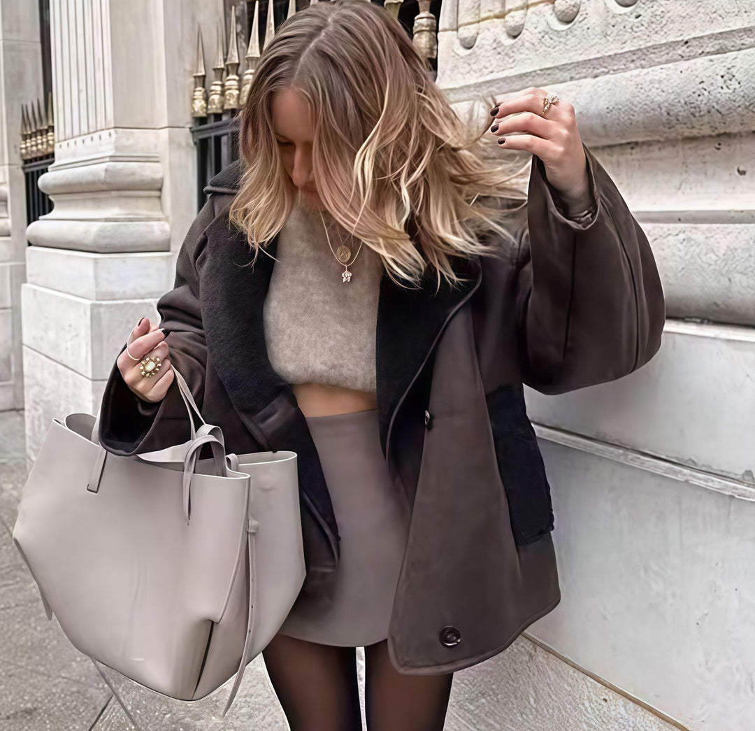 Damer elegant oversized-jacka med mjukt foder och raffinerad struktur Mirla-Eva Jonsson