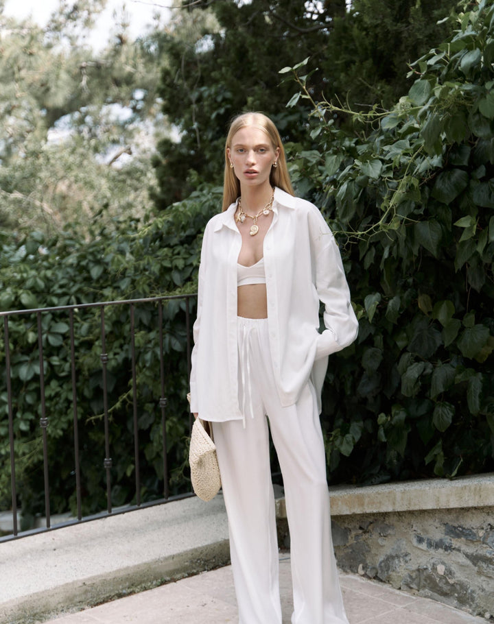 Damer elegant oversized skjorta och palazzo-byxor set Mirla-Eva Jonsson