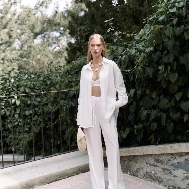 Damer elegant oversized skjorta och palazzo-byxor set Mirla-Eva Jonsson