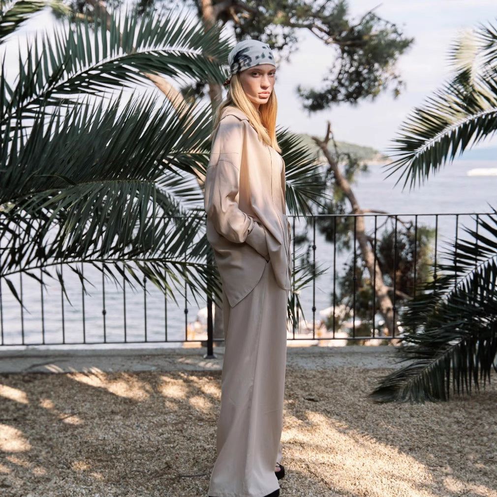 Damer elegant oversized skjorta och palazzo-byxor set Mirla-Eva Jonsson