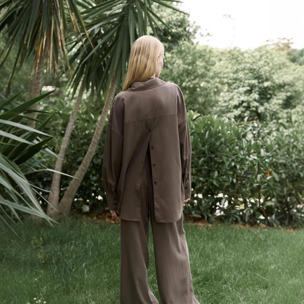 Damer elegant oversized skjorta och palazzo-byxor set Mirla-Eva Jonsson