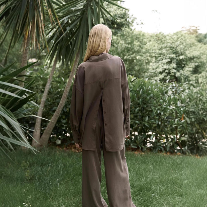 Damer elegant oversized skjorta och palazzo-byxor set Mirla-Eva Jonsson