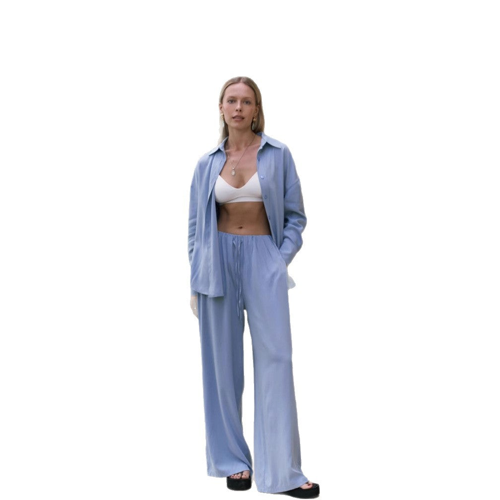 Damer elegant oversized skjorta och palazzo-byxor set Mirla-Eva Jonsson