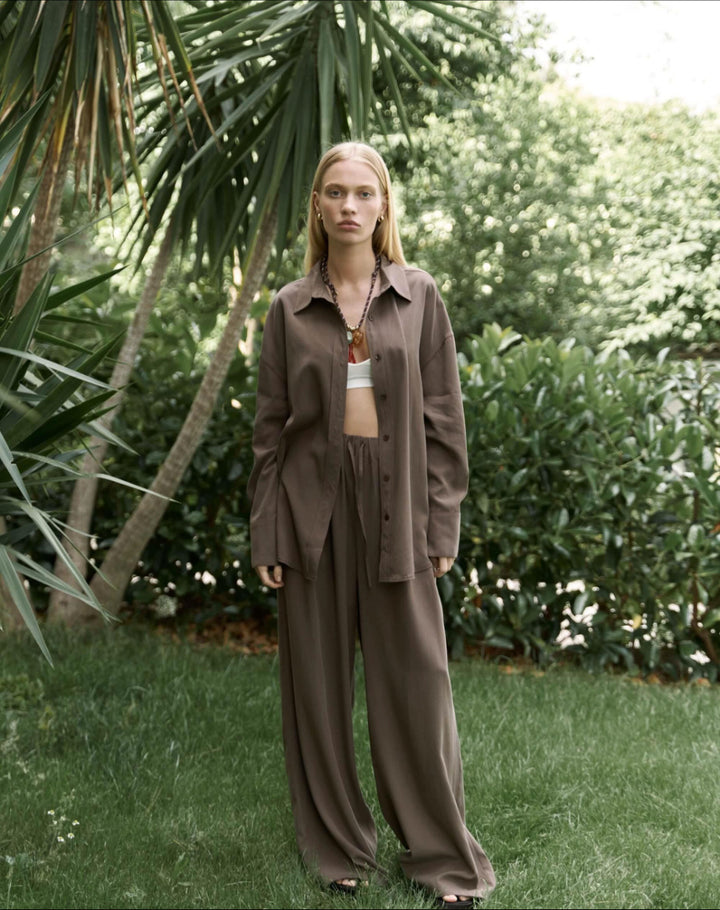 Damer elegant oversized skjorta och palazzo-byxor set Mirla-Eva Jonsson