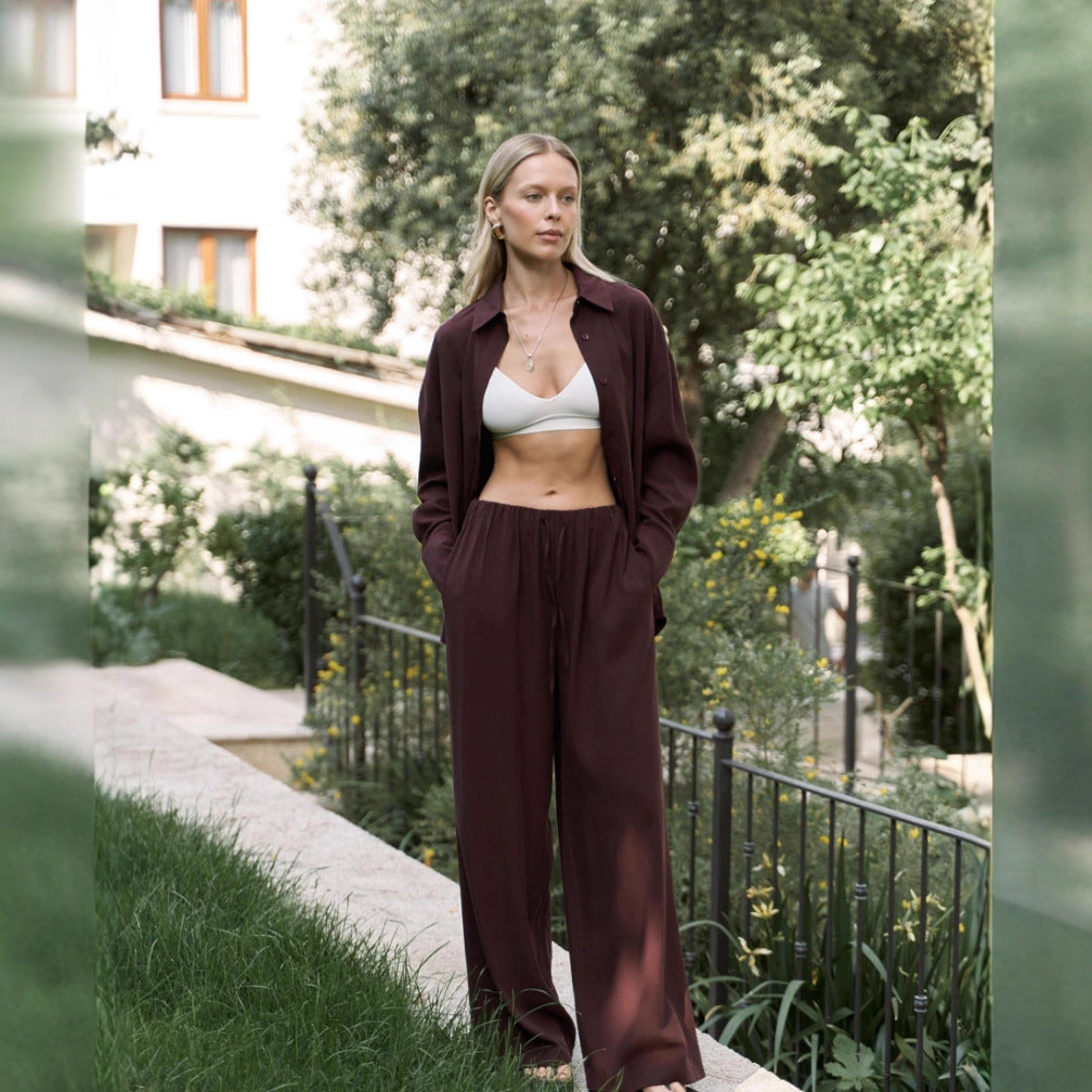 Damer elegant oversized skjorta och palazzo-byxor set Mirla-Eva Jonsson