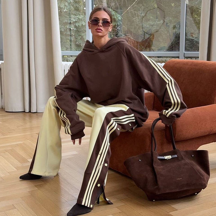 Damer elegant oversized sportjacka med kontrasterande ränder Mirla-Eva Jonsson