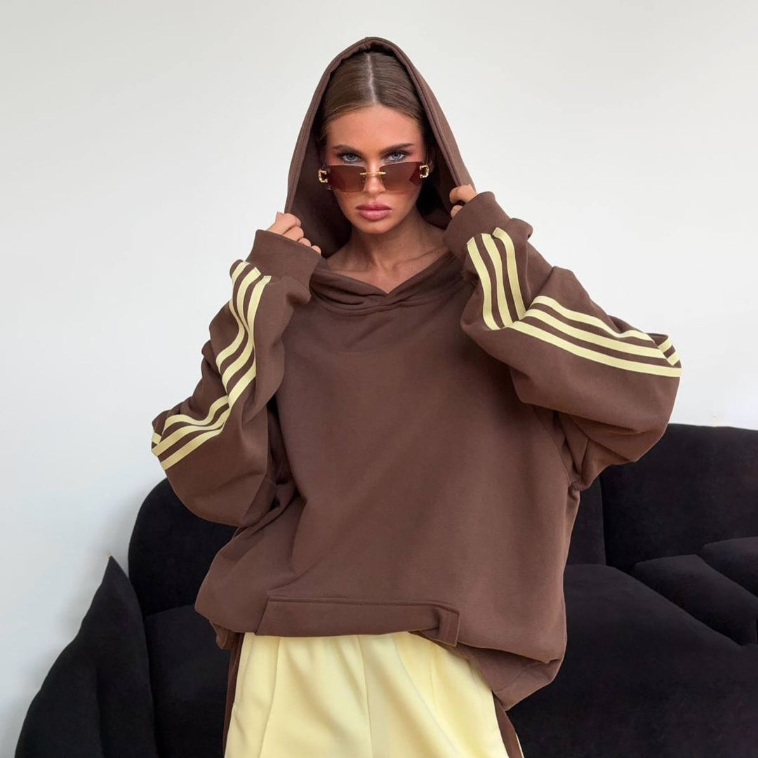 Damer elegant oversized sportjacka med kontrasterande ränder Mirla-Eva Jonsson