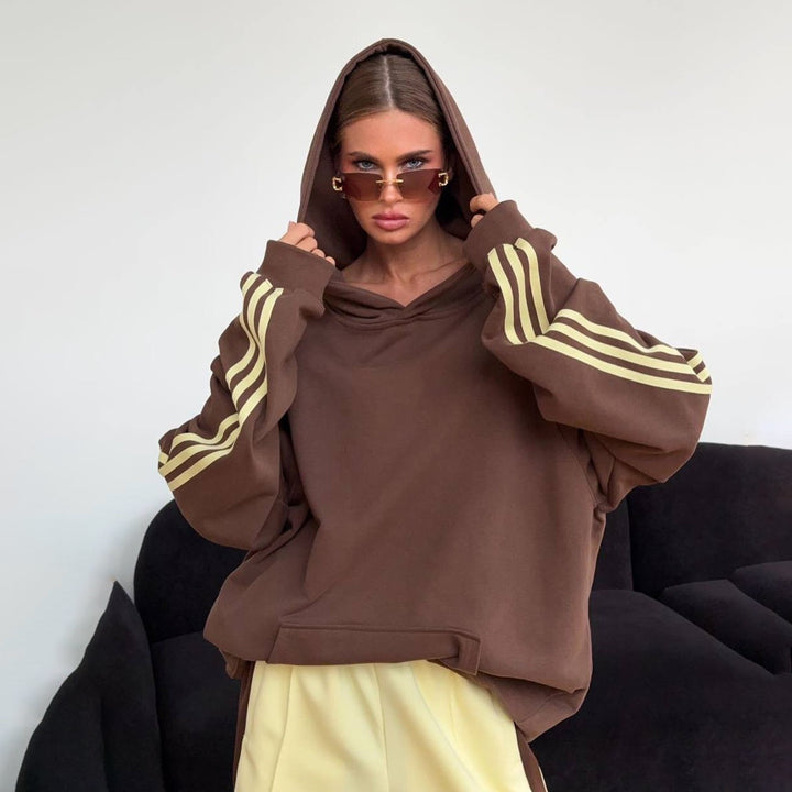 Damer elegant oversized sportjacka med kontrasterande ränder Mirla-Eva Jonsson