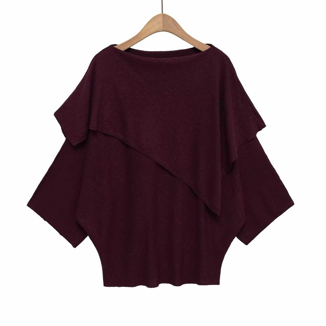 Damer elegant oversized tröja med asymmetrisk skärning och vid krage Mirla-Eva Jonsson