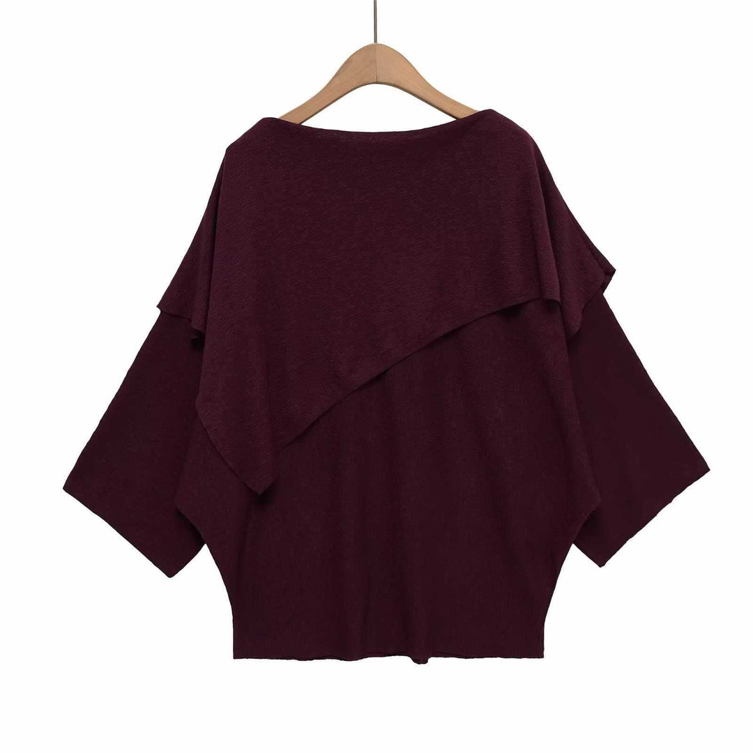 Damer elegant oversized tröja med asymmetrisk skärning och vid krage Mirla-Eva Jonsson