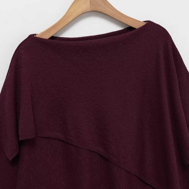 Damer elegant oversized tröja med asymmetrisk skärning och vid krage Mirla-Eva Jonsson