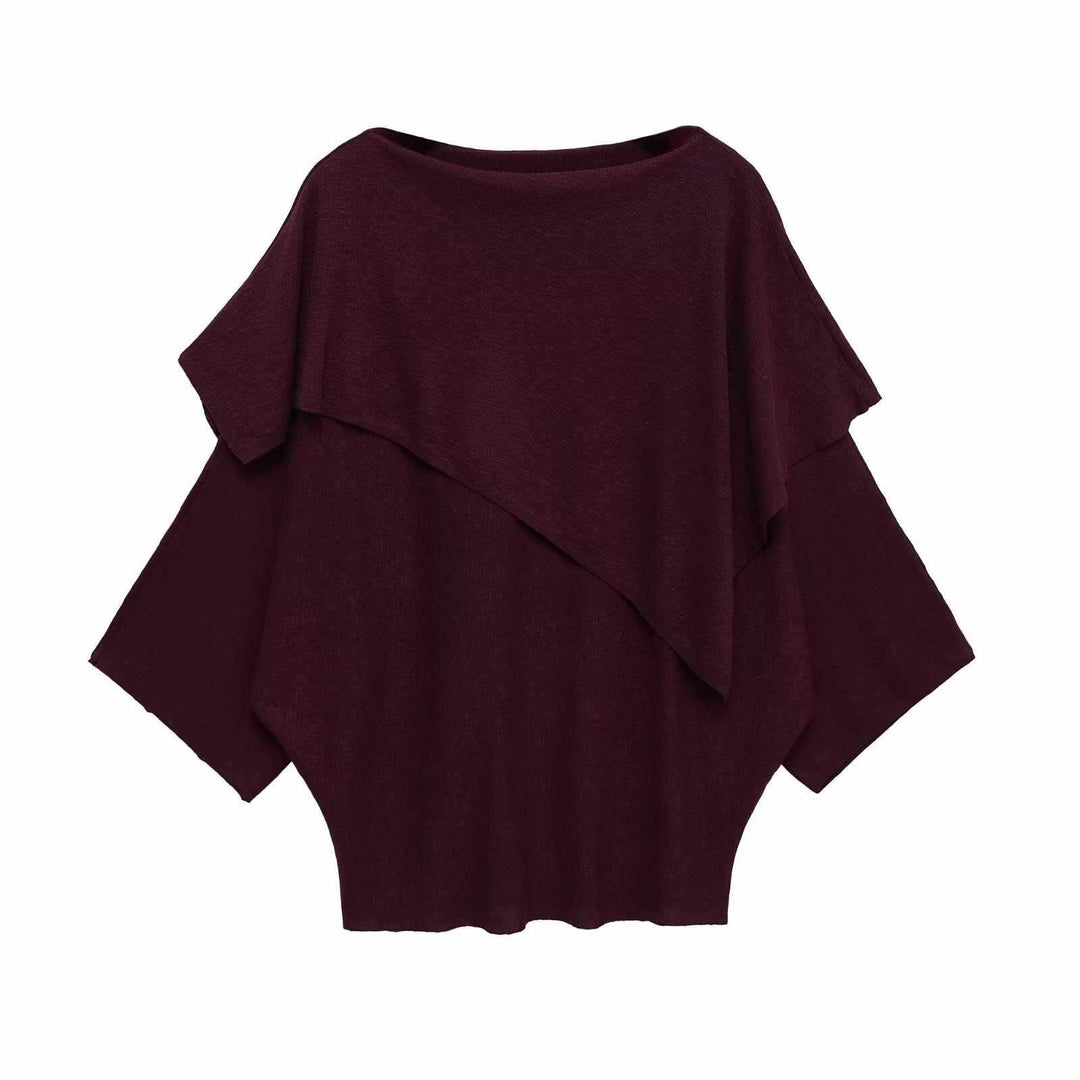 Damer elegant oversized tröja med asymmetrisk skärning och vid krage Mirla-Eva Jonsson