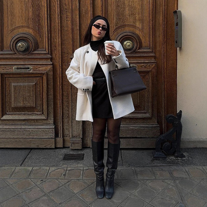 Damer elegant oversized ulljacka med knapppdetaljer Mirla-Eva Jonsson
