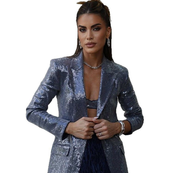 Damer elegant paljettblazer med stilren skärning Mirla-Eva Jonsson
